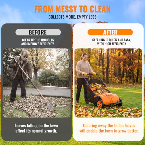 26 Inch Push Lawn Sweeper, 3.8 Cu. ft Grass Cutter, Hopper Bag