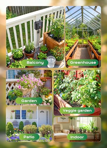 49ft Solar Drip Irrigation System with USB Charging for 15 Potted Plants - color: Black