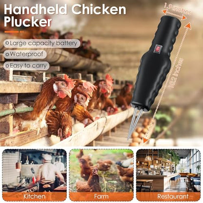 Saillong 2 Pack Handheld Chicken Plucker, Electric Quick Poultry Plucker Machine for Removing The Pin Feathers, Portable Rechargeable Waterproof Feather Plucker for Chicken Duck Goose Bird (Black) - color: Black + Silver + Red