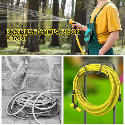 Suchek Garden Hose Holder, Upgraded 4 Spikes Water Hose Holder, Heavy Duty Hose Stand Holds 150ft Hose, Freestanding Hose Hanger, Hose Storage Organizer for Outside Yard Lawn (Black)