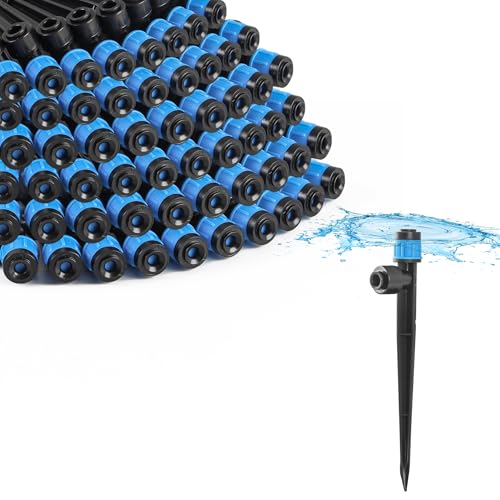 MIXC Quick-Connect Drip Irrigation Emitters for 1/4" Drip Irrigation Tubing - color: Blue