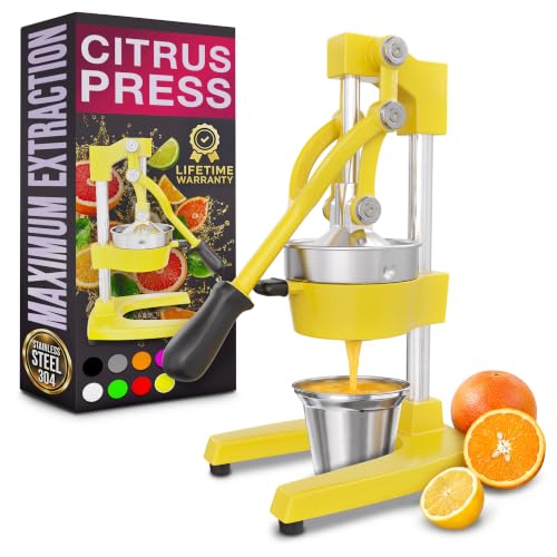 Cast Iron Juicer Hand Press, Heavy-Duty Squeezer (Yellow) - color: Yellow