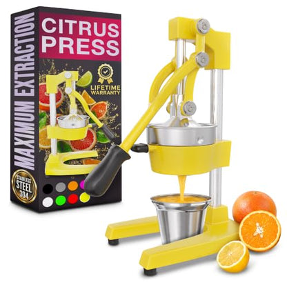 Cast Iron Juicer Hand Press, Heavy-Duty Squeezer (Yellow) - color: Yellow