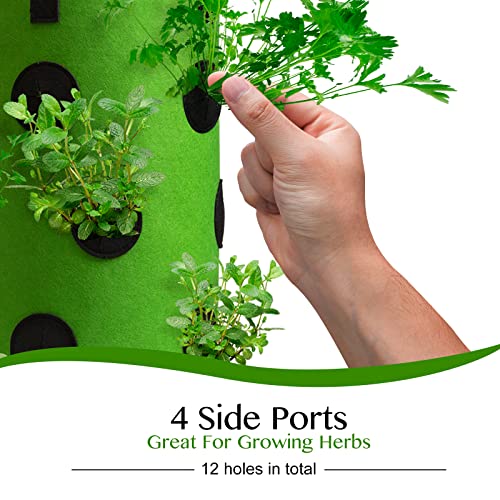 2 Pack Upside Down Hanging Tomato & Herb Planter, Strawberry Planter Bags - color: Set of 2 - Green
