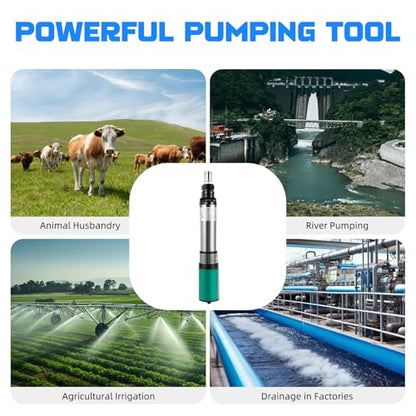 24 V Well Pump Deep Well Submersible Water Pump 200W Solar Pump Stainless Steel Deep Well Submersible Water Pump for Irrigation Home Industrial Livestock Drinking or Tank Filling (24V 200W) - color: 24v 320w