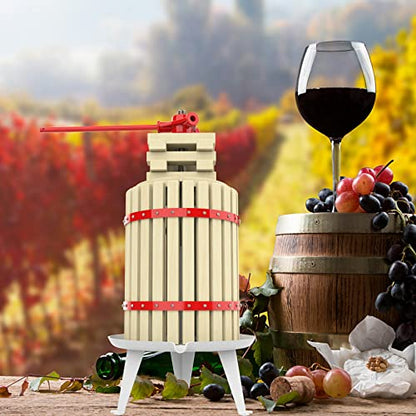 4.75 Gallon Fruit Wine Press and 7L Fruit and Apple Crusher with Stand- Manual Juicer Grinder and Grape Press for Wine Making