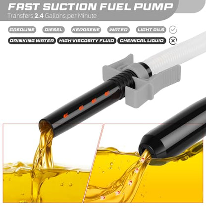 Transfer Pump Battery Operated Electric Siphon Pump for Gas, Fuel, Diesel, Water Transfer 2.4 GPM Flow Oil Extractor, 47 Inches Hose-Easy to Use Hand Fuel Pump, Multi-Use Siphon Transfer Pump(Grey) - color: 1 Pack of 1 Grey