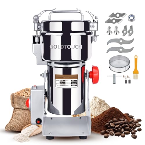 Goldtouch 750g High-Speed Electric Grain Mill Grinder, 2800W 110V Stainless Steel Flour Mill Makes Gluten Free Flours, Grain Mill for Home and Commercial Use - size: 750g