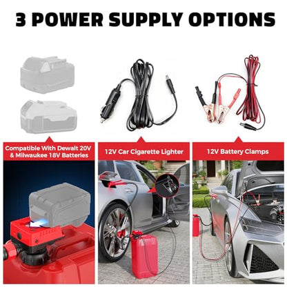 DIYtoolifz 5 GPM Cordless Fuel Transfer Pump Compatible with Milwaukee 18V