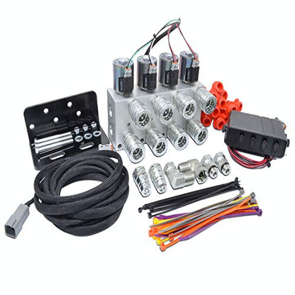 Summit Hydraulics Hydraulic Multiplier Kit, 4 Circuit Selector Valve Including Couplers and Switch Box Control