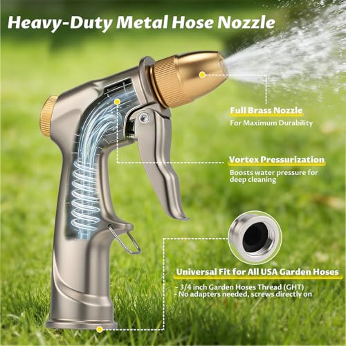 Lichamp Heavy Duty Garden Hose Nozzle Sprayer, High Pressure Water Nozzle