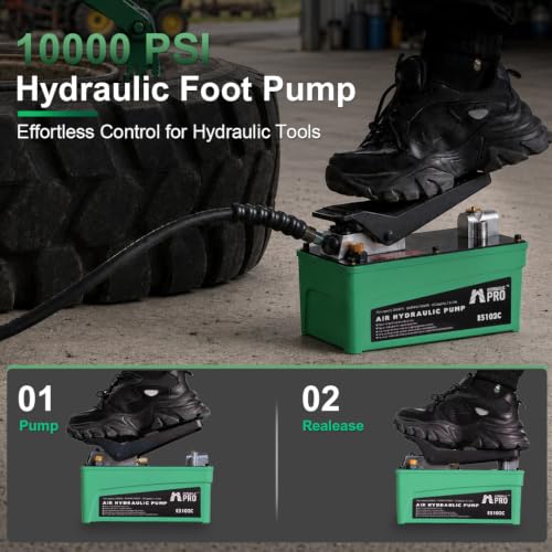 Air Hydraulic Pump, 10000 PSI High Pressure Output, Foot Pedal Pump, Green - color: Green