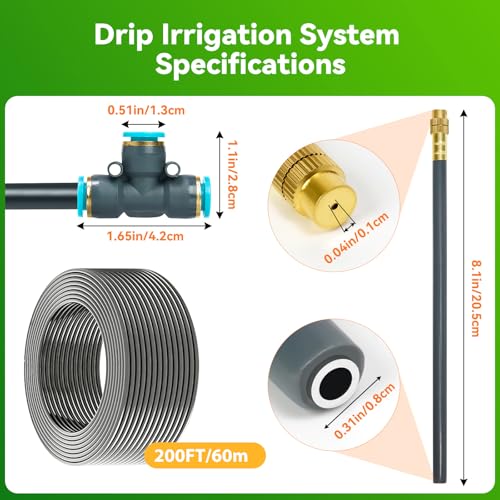 360°Adjustable Drip Irrigation System,200FT Irrigation System for Garden - size: 200Ft