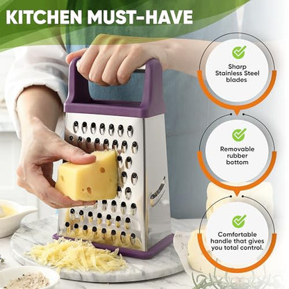 Spring Chef Stainless Steel XL Cheese Grater for Kitchen, Purple - color: Purple
