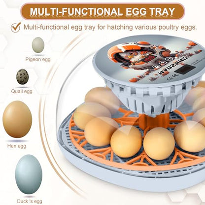 Smart Chicken Incubators for Hatching Eggs with Automatic Turner Small Poultry Duck Quail 12 Egg Incubator Temperature Control Display Hatcher Machine (Mechachick, ℉) - color: Mechachick