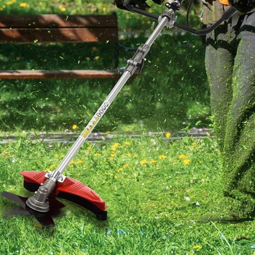 52cc Weed Wacker Gas Powered, 2 in 1 Gas String Trimmer/Edger Brush Cutter,Multi Yard Care Tools,Rubber Handle & Shoulder Strap Included, Lightweight Design Red