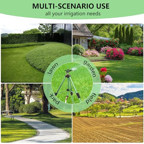 Green Zinc Alloy Water Bird Sprinkler, Heavy Duty Tripod Base Garden Sprinkler, 360 Degree Large Area Irrigation, Durable Flip Lock Legs & Adjustable Nozzle, 1 Pack