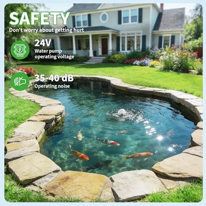POPOSOAP 1600 GPH DC Pond Pump, Safe 24V Low Voltage Quiet Water Pump with AC/DC Converter, 4 Hose Adapters for Garden Ponds, Waterfall,Aquariums, Fountains, Water Features-P06000 - style: DC-1600GPH