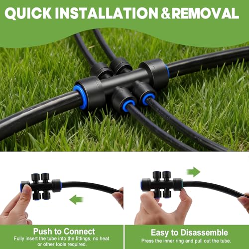 240FT Quick-Connect Drip Irrigation System - size: 40FT 1/2”(OD) Tube + 200FT 1/4”(OD) Tube