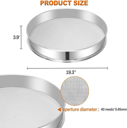 Sidasu Vibrating Sifter Mesh Screen Stainless Steel Vibrating Sieve Mesh Screen 40 Mesh for Dia 19.6" Automatic Powder Sifter Machine - size: 40 mesh
