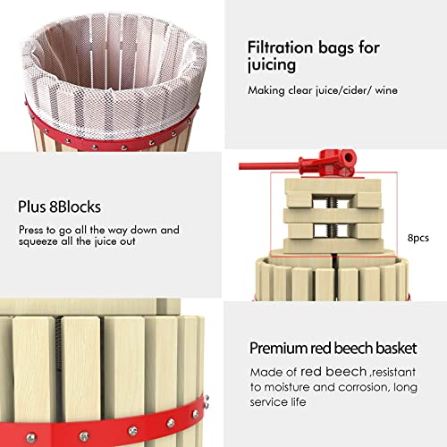 4.75 Gallon Fruit Wine Press and 7L Fruit and Apple Crusher with Stand- Manual Juicer Grinder and Grape Press for Wine Making