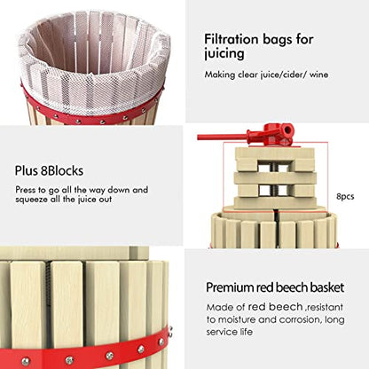 4.75 Gallon Fruit Wine Press and 7L Fruit and Apple Crusher with Stand- Manual Juicer Grinder and Grape Press for Wine Making
