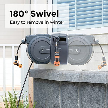Giraffe Tools Retractable Garden Hose Reel 5/8" 90FT Metal Bracket - size: 5/8''90ft Metal Bracket