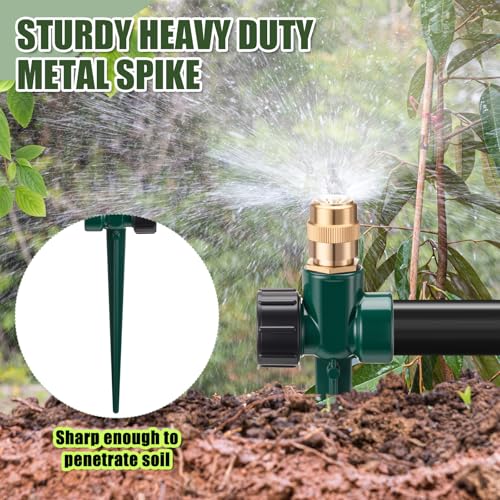 Tioncy 4 Pack Metal Lawn Sprinklers with Adjustable Brass Nozzle, Green - color: Green