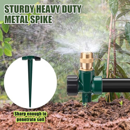 Tioncy 4 Pack Metal Lawn Sprinklers with Adjustable Brass Nozzle, Green - color: Green