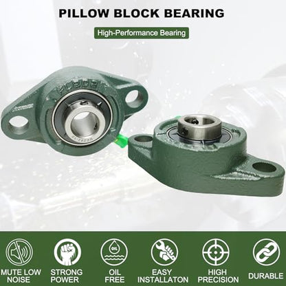 2 Pack UCFL202-10 Pillow Block Bearing - Flange Mounted Pillow Block Bearings - Bearing Steel Bearings with 5/8" Bore - Self Alignment - style: UCFL202-10