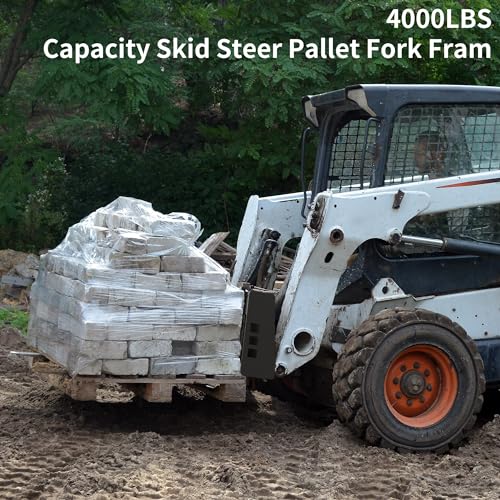 YITAMOTOR 45" Skid Steer Pallet Forks Frame Attachment, 4000 lbs Capacity