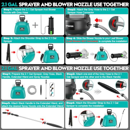 2-in-1 Mist Sprayer Compatible with EGO Leaf Blower, 2.1 Gal, No Blower - color: Green