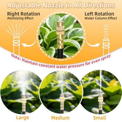 200FT Drip Irrigation System, 2026 Upgrade Garden Watering Kit with 32pcs 360° Adjustable Copper Nozzles, High-Flow DIY Sprinkler System for Large Gardens, Farms, Greenhouses, Lawns (200 ft) - size: 200 ft
