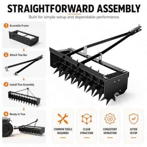 35-Inch Spike Lawn Aerator Tow Behind, 400 lb Tray and Universal Hitch