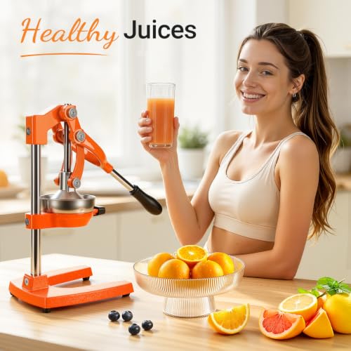 Orange Cast Iron Juicer for Bartenders & Health Enthusiasts - color: orange