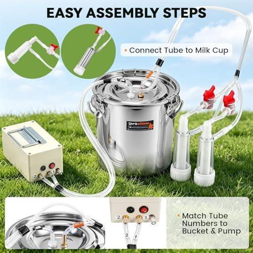 2-in-1 7L Goat Milking Machine, Electric Vacuum Pulsation Milker