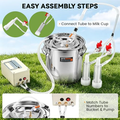 2-in-1 7L Goat Milking Machine, Electric Vacuum Pulsation Milker
