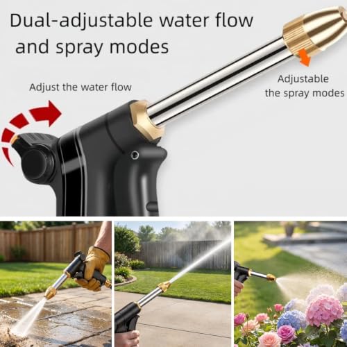 Upgraded Metal Garden Hose Nozzle Heavy Duty - color: Black