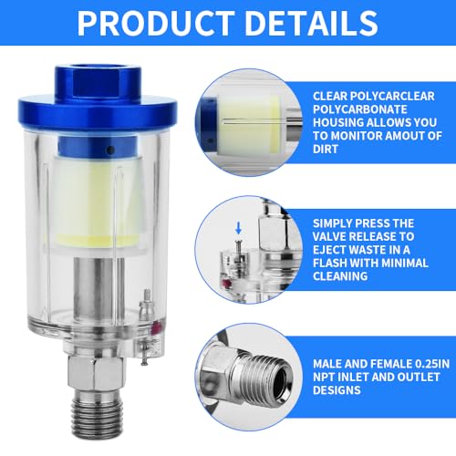2PCS 1/4 inch Oil water separation cleaning filter