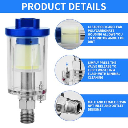 2PCS 1/4 inch Oil water separation cleaning filter