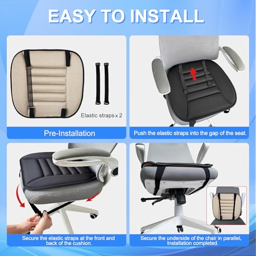 Car Seat Cushion with Back Support Pillow, 1.2'' Memory Foam, Black - size: X-Large
