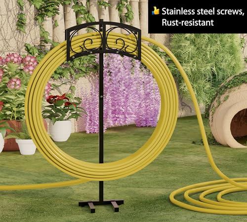 Fire Beauty Freestanding Garden Hose Holder Stake for Lawn Yard Storage