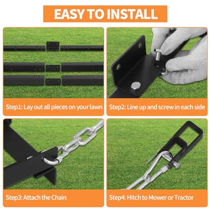 8ft Lawn Leveling Rake Drag Harrow - Adjustable Tow Behind Driveway Grader - size: 8FT