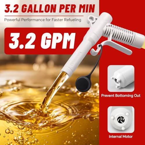 Fuel Transfer Pump Battery Powered with Auto-Stop 3.2GPM Gas Transfer Pump