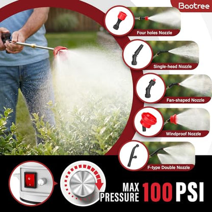 Backpack Sprayer Battery Powered 4.4 Gallon, Electric Backpack Sprayer with Telescopic Wand, Lawn Sprayer with 5 Nozzles, 18V 2.0Ah Battery & Charger for Lawn, Garden, Yard - size: 4.4Gallons