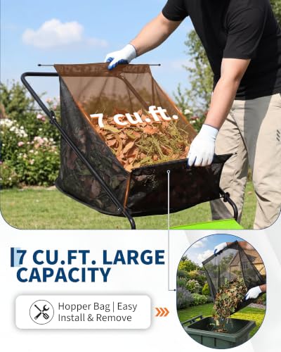 26" Push Lawn Sweeper, 7 Cu.Ft. Hopper, 3 V-Shaped Brushes, Height Adjustable - color: Green, size: 26in
