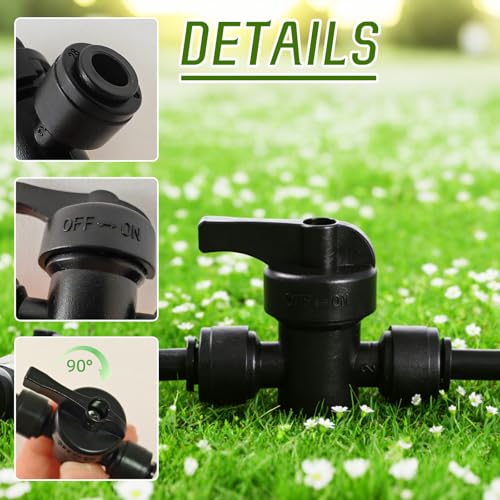 6 Pack Quick Connect 1/4" Drip Irrigation Shut Off Valve Fittings - size: 6PCS 1/4" Shut Off Valve