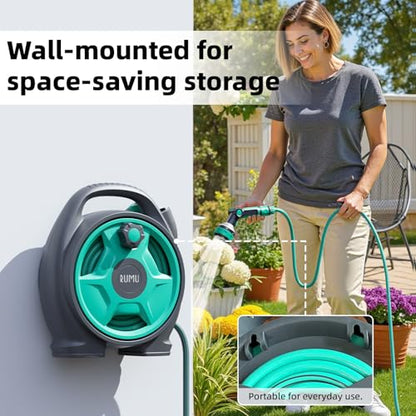 Retractable Garden Hose Reel, 45+6FT Portable Hose Reel - color: Blue
