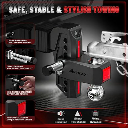 Adjustable Trailer Hitch, Fits 2.5" Receiver, 7" Drop/Rise - color: Black, size: 2.5"-7drop