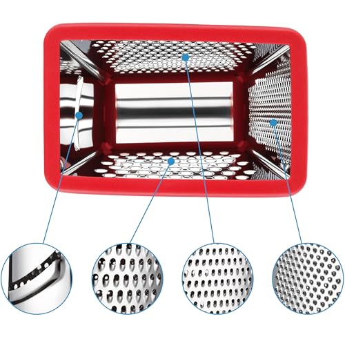Spring Chef Stainless Steel XL Cheese Grater for Kitchen, Red - color: Red